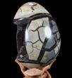 Septarian Dragon Egg Geode - Black Crystals #89673-2